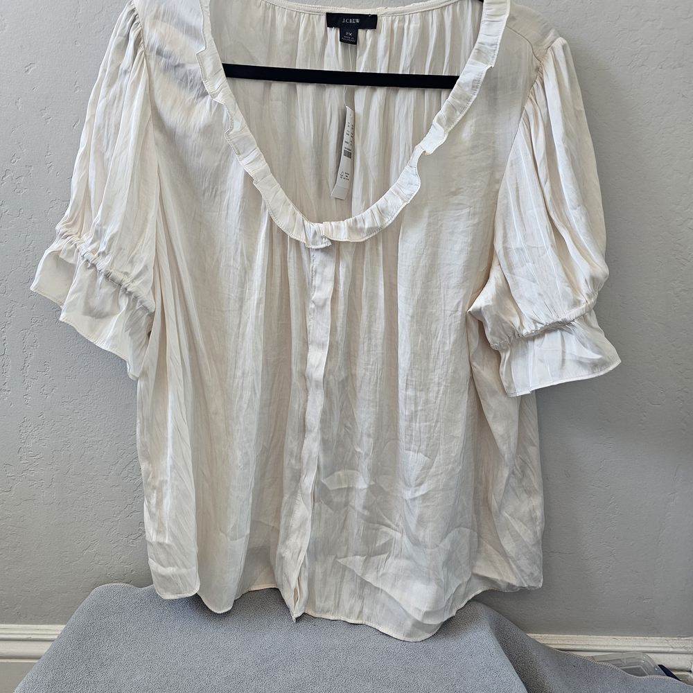 NWT J. Crew Women's Ivory Ruffle Blouse